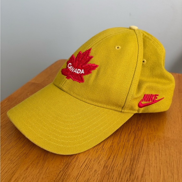 Yellow Nike Canada Hockey Maple Leaf Dad Hat - Picture 2 of 5